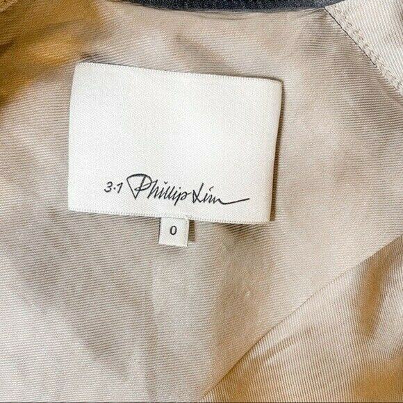 3.1 Phillip Lim Leather Moto Jacket Wool Blend Black Brown Biker 0 XS - Picture 7 of 8